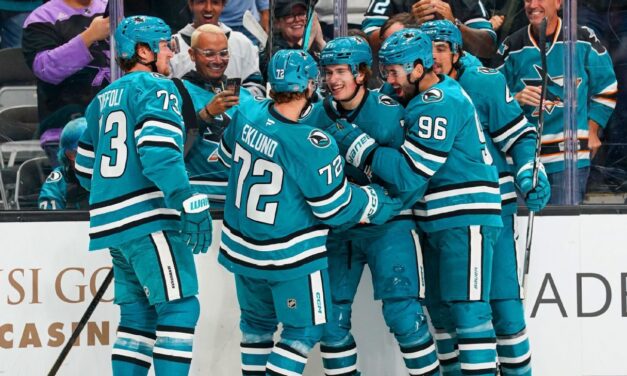 Top pick Celebrini has goal, assist in Sharks debut