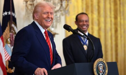 Trump celebrates Tiger Woods and others at Black History Month event, but doesn’t mention DEI