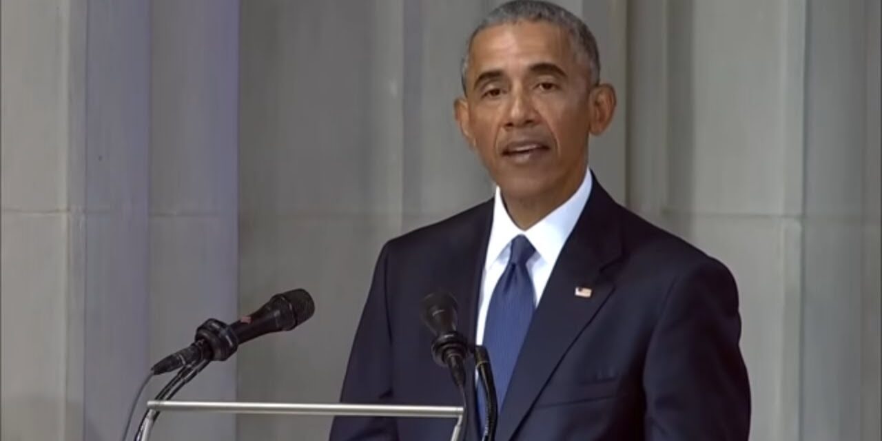 President Barack Obama speaks at John McCain’s funeral