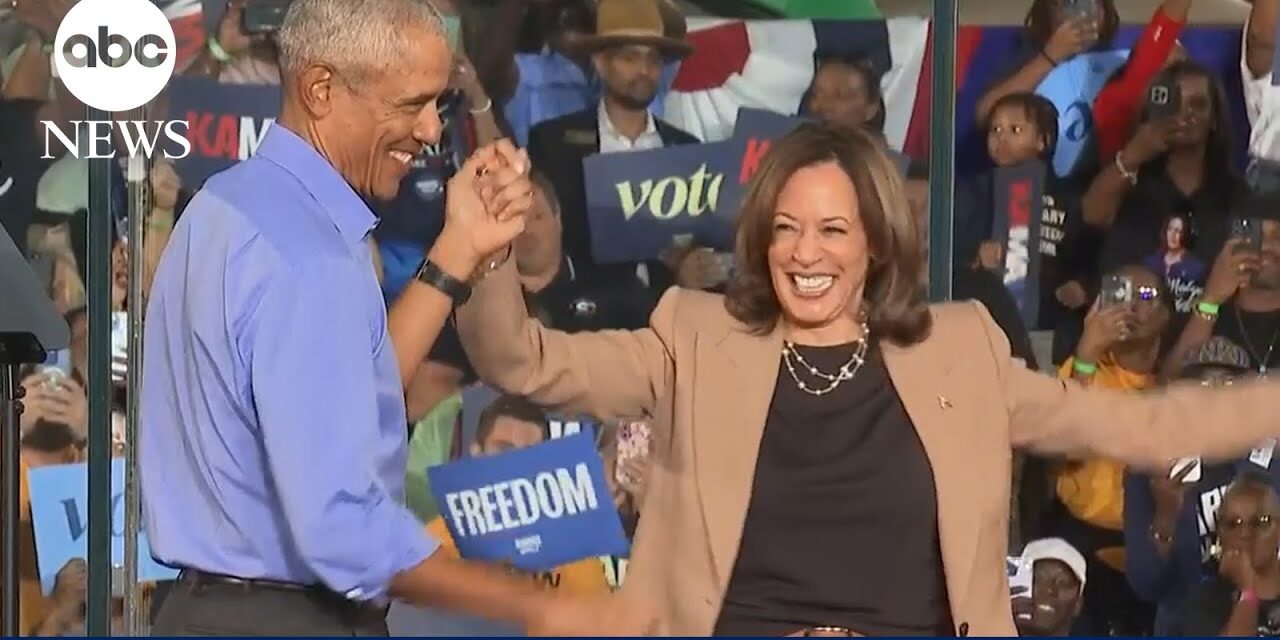 Barack Obama and Kamala Harris campaign together for first time at Georgia rally