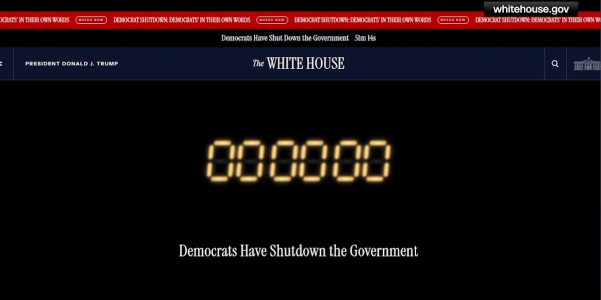 Ticking clock on White House website blames Democrats for government shutdown