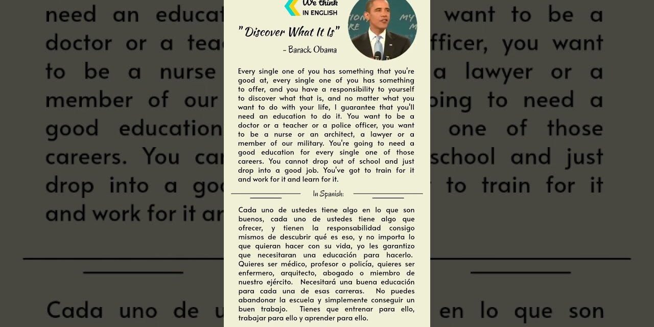 Learn American English with Barack Obama. | Speech: “Discover what It Is”.